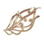 Gold Tone Stylized Leaf & Rhinestones Autumn Brooch