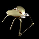 Insect Series Mirror Finish Metal & Rhinestone Beetle Brooch