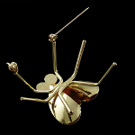Insect Series Mirror Finish Metal & Rhinestone Beetle Brooch
