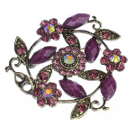 Victorian Style Purple Rhinestone Floral Garland Brooch