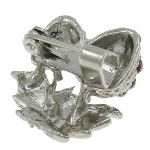 Pink Rhinestone Studded Strawberry Silver Tone Brooch