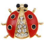 1950's Retro Gold Tone Rhinestone & Enamel Ladybug Brooch