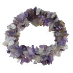 Genuine Amethyst Purple Gemstone Chip Stretch Bracelet