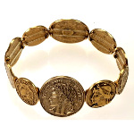 Antique Roman Coins Solid Brass High Relief Stretch Bracelet