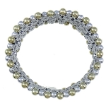 Renaissance Style Rhinestone Beaded Stretch Bracelet ~ Blue