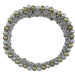 Renaissance Style Rhinestone Beaded Stretch Bracelet ~ Green