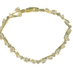 Elegant Vintage 1930’s Style Gold Tone Clear White CZ Bracelet