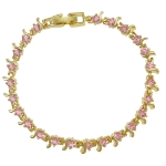 Elegant Vintage 1930’s Style Gold Tone Pink CZ Bracelet