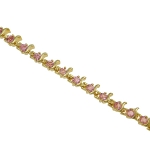 Elegant Vintage 1930’s Style Gold Tone Pink CZ Bracelet