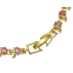 Elegant Vintage 1930’s Style Gold Tone Pink CZ Bracelet