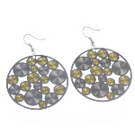 Retro 1960's Mod Style Silver & Gold Radiant Circle Earrings