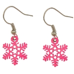 Hot Pink Enamel Zinc Snowflake Earrings