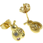 18K Gold Plate Figural Lady Bug Beetle Stud Earrings