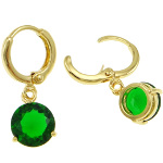18K Gold Plate Large Emerald Faceted CZ Stone Dangle Earrings