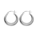 Sterling Silver Edged Open Circle Hoop Earrings ~ Medium