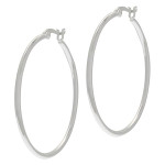 Sterling Silver Tube Hoop Saddleback Earrings ~ 1 3/4"