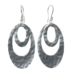 Sterling Silver Arts & Crafts Hammered Open Ovals Earrings