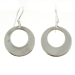 Sterling Silver Mirror Finish 1960's Mod Open Circle Earrings