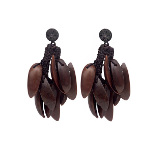 Maria Oiticica Bronze Metal Brown Cut Seed Dangle Earrings