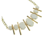 Lightweight Art Deco Gold Tone Faceted Acrylic Cab Necklace