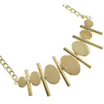 Lightweight Art Deco Gold Tone Faceted Acrylic Cab Necklace