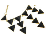 Art Deco Style Geometric Triangle Cab Bib Necklace ~ Black