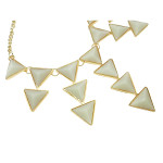 Art Deco Style Geometric Triangle Cab Bib Necklace ~ White