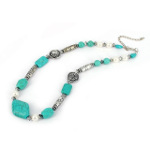 Turquoise & Southwestern CCB Silver Tone Bead Necklace