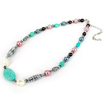 Turquoise & Rose Acrylic CCB Bead Necklace