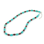 Turquoise & Bronze Tone Bead Necklace