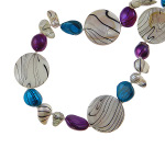 Freshwater Pearl & Striped Shell Bead Necklace Blue & Purple