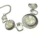 Art Deco Style Geometric Mottled Cab Rhinestone Necklace ~ W