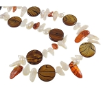 Freshwater Pearl & Striped Shell Bead Necklace Chestnut & Orange