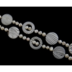 Freshwater Pearl & Striped Shell Bead Necklace Black & White