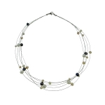 Mixed Black Pink White Freshwater Pearl Steel Illusion Necklace
