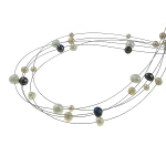 Mixed Black Pink White Freshwater Pearl Steel Illusion Necklace
