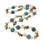 Freshwater Pearl & Striped Shell Bead Necklace Teal Green