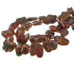 Baroque Freshwater Pearl Shell Bead Necklace Verdigris on Copper