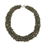 Genuine Gemstone Strung Chip Necklace ~ Unakite