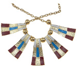 Boutique Gold Tone Southwestern Red White Blue Enamel Necklace
