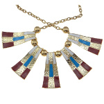 Boutique Gold Tone Southwestern Red White Blue Enamel Necklace