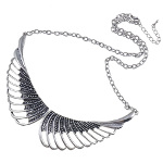 Boutique Silver Tone Beaded Angel Wings Necklace