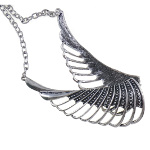 Boutique Silver Tone Beaded Angel Wings Necklace
