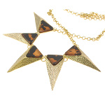 Boutique Gold Tone Art Deco Tortoise Luster Triangular Necklace