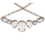 Boutique Gold Tone Faceted Clear Crystal Cluster Necklace