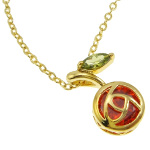 18K Gold Plate Red Cherry Fruit CZ Chain Necklace