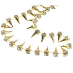 Hip Gold Tone Modern Punk Rhinestone & Spike Necklace
