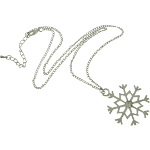 Silver Tone Christmas Theme Rhinestone Snowflake Necklace