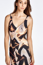 Size XS Bebe Addiction Modern Abstract Bodycon Dress