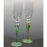 Champagne Stem Pair in Green-Gold